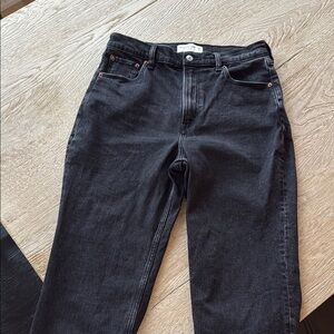 Abercrombie and fitch ankle straight ultra high rise black washed jeans